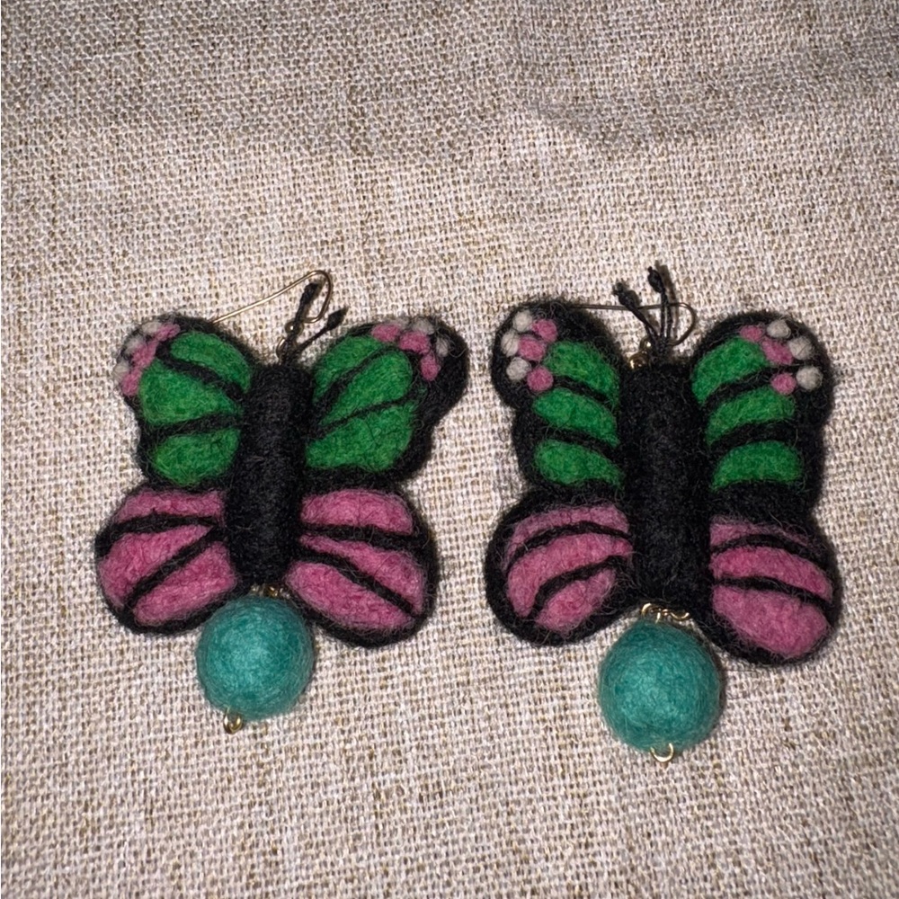 Felt Butterfly Earrings by Fruity Poms